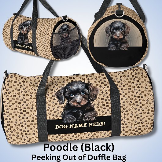 Name des Hundes hinzufügen, Poodle - Schwarz Duffle Bag