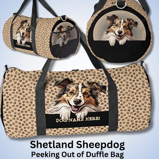 Name des Hundes hinzufügen, Shetland Sheepdog Duffle Bag