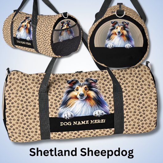 Name des Hundes hinzufügen, Shetland Sheepdog Duffle Bag