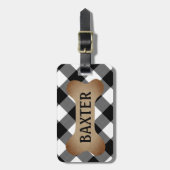 Name des Hundes ID Black and White Buffalo Karo Gepäckanhänger (Vorderseite vertikal)