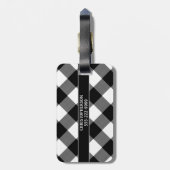 Name des Hundes ID Black and White Buffalo Karo Gepäckanhänger (Rückseite vertikal)