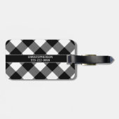 Name des Hundes ID Black and White Buffalo Karo Gepäckanhänger (Rückseite horizontal)