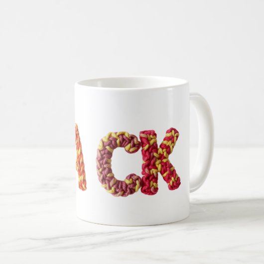 Name des Jacks im dynamischen Häkelmuster Kaffeetasse (VorderseiteRechts)