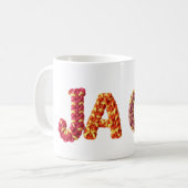 Name des Jacks im dynamischen Häkelmuster Kaffeetasse (Vorderseite Links)