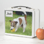 Name des Jacks mit Fox Terrier, Metall Brotdose (Beispiel)