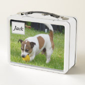 Name des Jacks mit Fox Terrier, Metall Brotdose (Rückseite)
