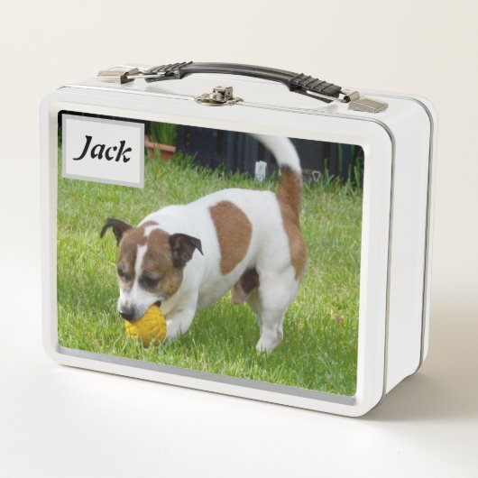 Name des Jacks mit Fox Terrier, Metall Brotdose (Vorderseite)