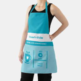 Name des Kaffeeliebhabers Küche blau Schürze