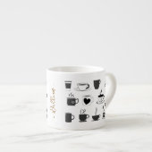 Name des Kaffees, kleine Espresso-Cup-Tasse Espressotasse (Vorderseite Rechts)