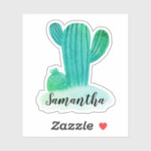 Name des Kakteen Green Watercolor Aufkleber (Blatt)