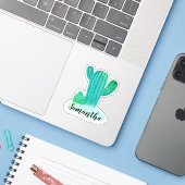 Name des Kakteen Green Watercolor Aufkleber (Laptop mit iPhone)