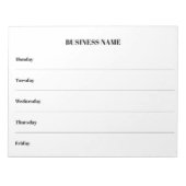 Name des Kalenderwochenbetriebs Notizblock (Vorderseite)