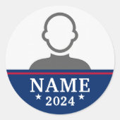 Name des Kandidaten für das Foto des Wahlkampfes Runder Aufkleber (Vorderseite)