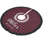 Name des karierten Roten Feiertages + Weihnachten Polyester Weihnachtsbaumdecke (Schrägansicht)