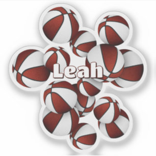 Name des Kindes auf bordeauxroten weißen Teamfarbe Aufkleber