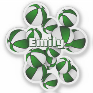 Name des Kindes auf grün-weißen Teamfarben Basketb Aufkleber