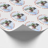 Name des Kindes aus Santa Snowman Candy Cane Geschenkpapier (Ecke)