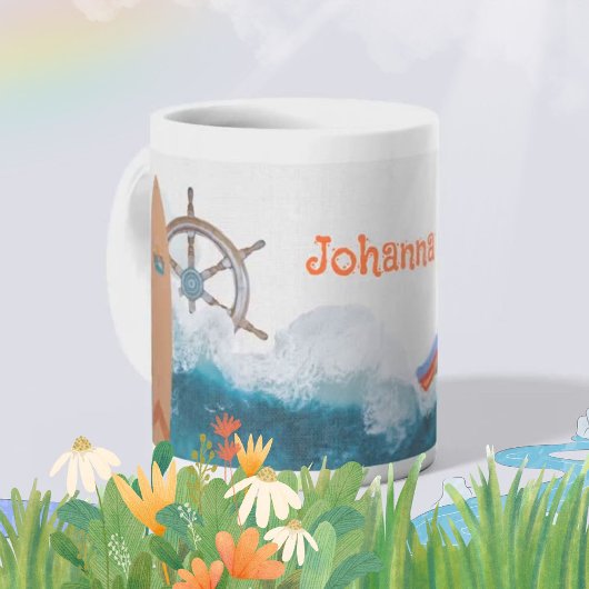 Name des Kindes Nautisches Einhorn Regenbogen  Kaffeetasse
