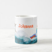 Name des Kindes Nautisches Einhorn Regenbogen  Kaffeetasse (Mittel)