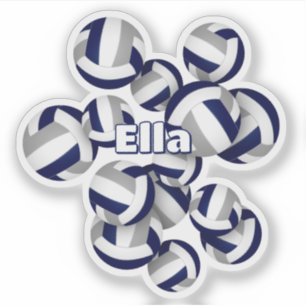 Name des Kindes Navy Blau Grau Teamfarben Volleybä Aufkleber