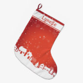 Name des Kindes rot und weiß Großer Weihnachtsstrumpf (Vorderansicht (hängend))