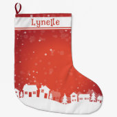 Name des Kindes rot und weiß Großer Weihnachtsstrumpf (Vorderseite)