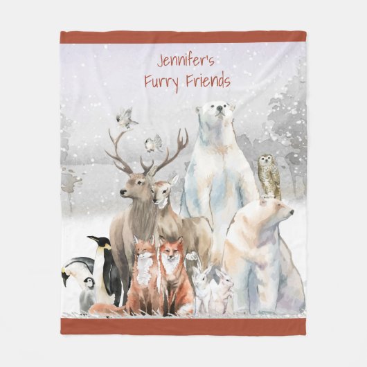 Name des Kindes, Tiere, Winter Fleecedecke (Vorderseite)