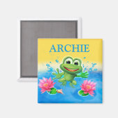 Name des Kindes überspringender Frosch Kühlschrank Magnet (Vorderseite/Rückseite)