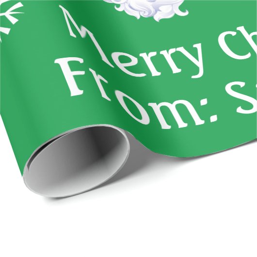 Name des Kindes Weihnachtsgrün Geschenkpapier (Rolleneckpunkt)