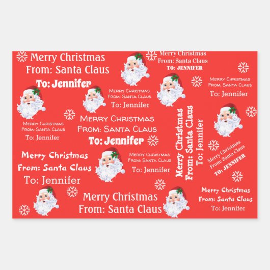 Name des Kindes Weihnachtsgrün Geschenkpapier Set (Vorderseite 3)