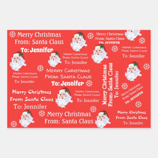 Name des Kindes Weihnachtsgrün Geschenkpapier Set (Vorderseite)