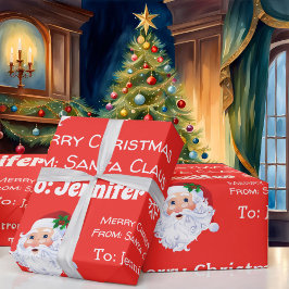 Name des Kindes Weihnachtsrot - Geschenk Geschenkpapier