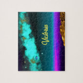 Name des kosmischen Lila und blauen über dem Plane Puzzle (Vertikal)