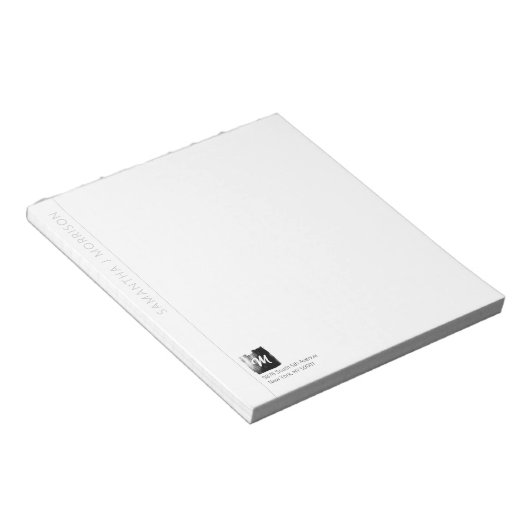 Name des künstlerischen Monogramms schwarz formale Notizblock (angewinkelt)