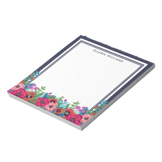 Name des lebendigen Boho-Blumenarrangements Notizblock (Rotiert)
