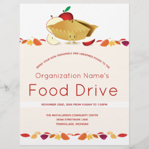 Name des Lebensmittellaufwerks Blätter Cartoon Pie Flyer