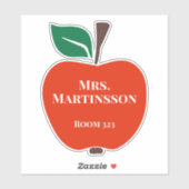 Name des Lehrerraums Nummer Red Green Apple Aufkleber (Blatt)