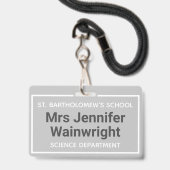Name des Lehrers Ausweis (Vorderseite mit Lanyard)