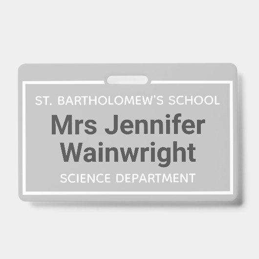 Name des Lehrers Ausweis (Vorderseite)