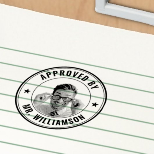 Name des Lehrers Funny Face Approval Permastempel