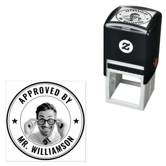 Name des Lehrers Funny Face Approval Permastempel (Beispiel)