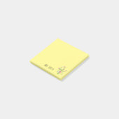 Name des Lehrers gelbes Blumenmonogramm Post-it Klebezettel (angewinkelt)