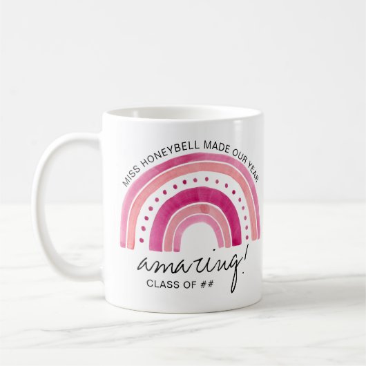Name des Lehrers Phantastisch | Doodle Rainbow Kaffeetasse (Links)