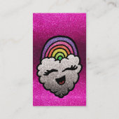 Name des Lehrers Rainbow Glitzer Herz Cloud Kinder Visitenkarte (Rückseite)