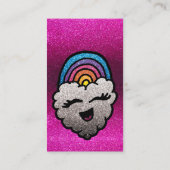 Name des Lehrers Rainbow Glitzer Herz Cloud Kinder Visitenkarte (Rückseite)