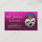 Name des Lehrers Rainbow Glitzer Herz Cloud Kinder Visitenkarte (Vorderseite)