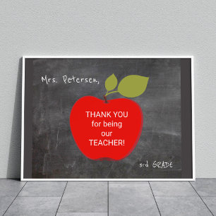 Name des Lehrers Rote Tafel Apfel danke Poster