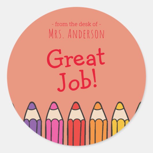 Name des Lehrers Runder Aufkleber (Vorderseite)