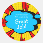 Name des Lehrers Runder Aufkleber (Vorderseite)