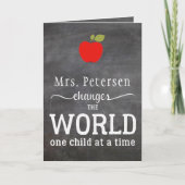 Name des Lehrers schwarze Tafel, weiße Typografie  Dankeskarte (Vorderseite)